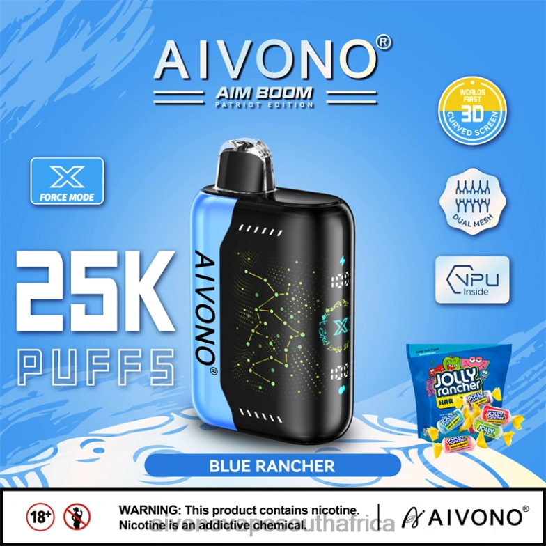 Aivono AIM BOOM 25000 Blue Rancher FJP86344 - Aivono Vape South Africa