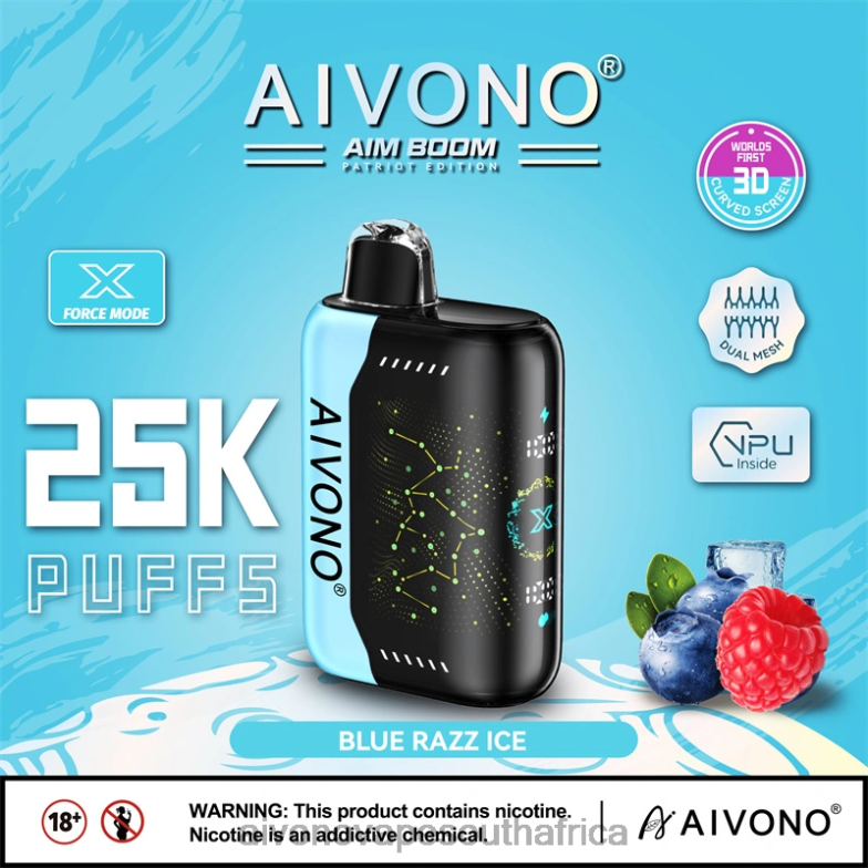 Aivono AIM BOOM 25000 Blue Razz Ice FJP86345 - Aivono Puffs