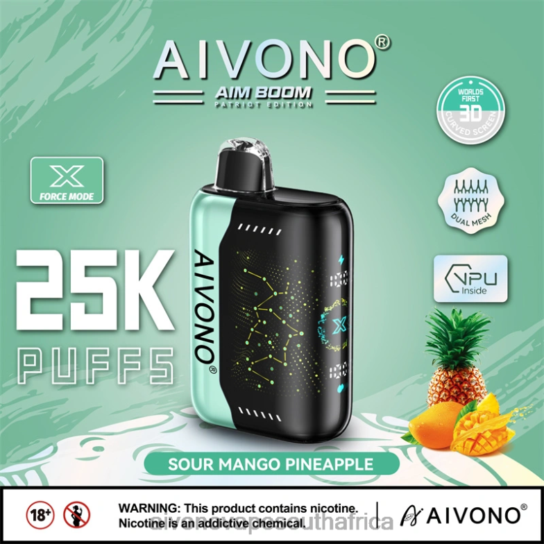 Aivono AIM BOOM 25000 Sour Mango Pineapple FJP86351 - Aivono Vape Price
