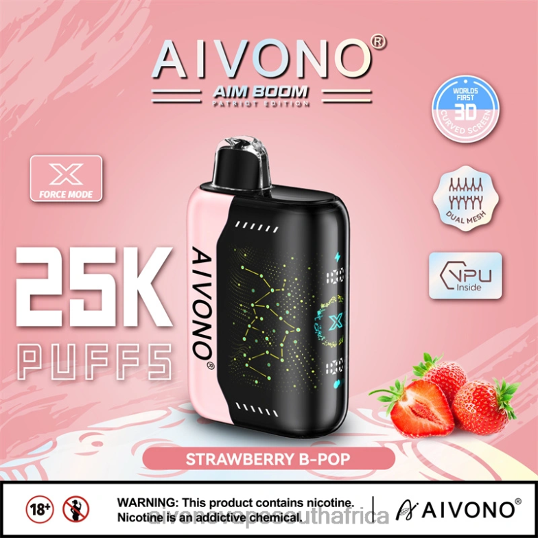 Aivono AIM BOOM 25000 Strawberry B-Pop FJP86352 - Aivono Vape South Africa