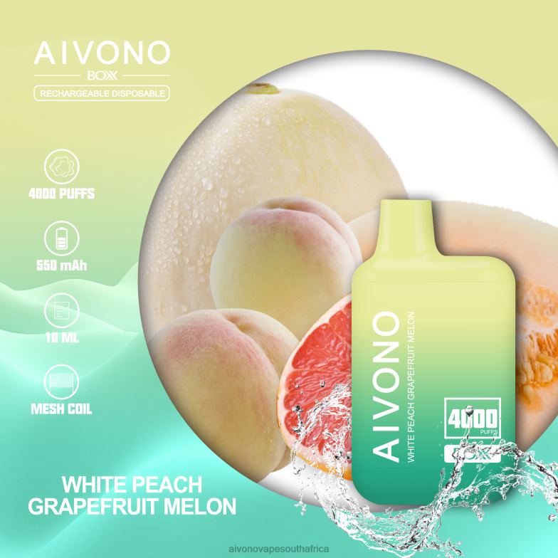 Aivono AIM BOXX 4000 White Peach Grapefruit Melon FJP86224 - Aivono Vape South Africa