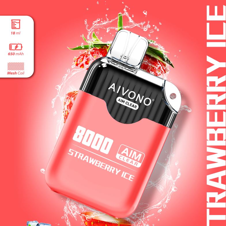 Aivono AIM CLEAR 8000 Strawberry Ice FJP86205 - Aivono Puffs