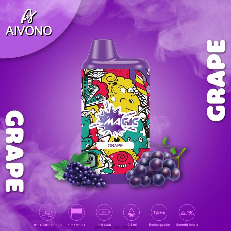 Aivono AIM MAGIC 5800 Mouth Box Cigarette Grape FJP8692 - Aivono Vape South Africa