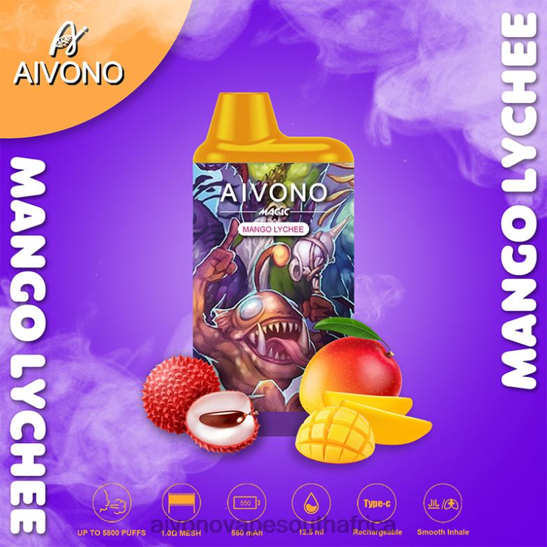 Aivono AIM MAGIC 5800 Mouth Box Cigarette Mango Lychee FJP8698 - Aivono Vape Review