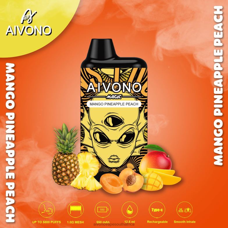 Aivono AIM MAGIC 5800 Mouth Box Cigarette Mango Pineapple Peach FJP8688 - Aivono Vape South Africa