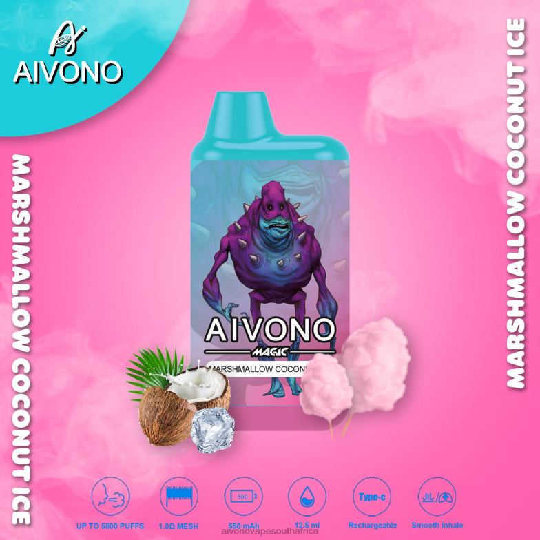 Aivono AIM MAGIC 5800 Mouth Box Cigarette Marshmallow Coconut Ice FJP8695 - Aivono Vape Price