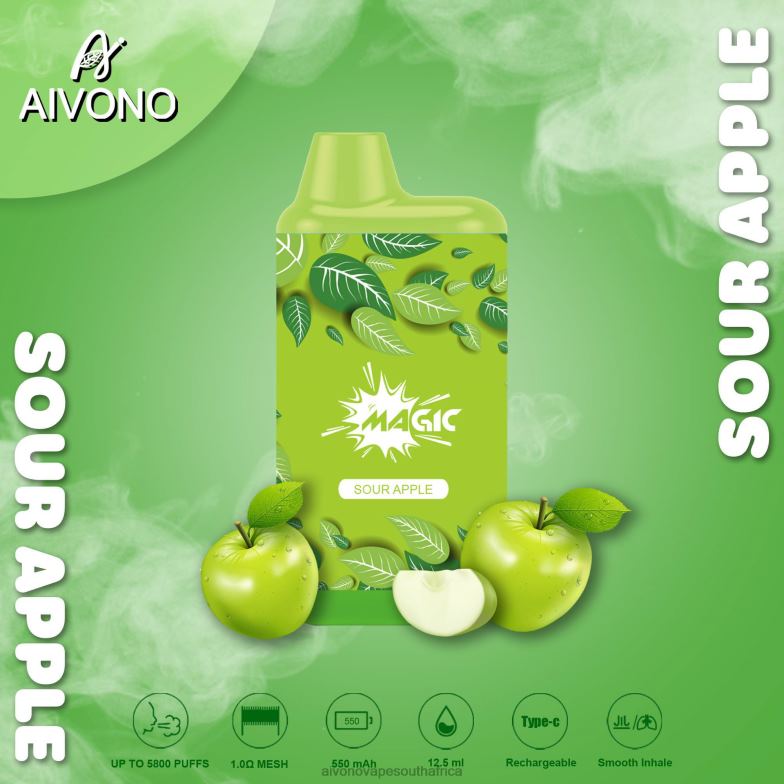 Aivono AIM MAGIC 5800 Mouth Box Cigarette Sour Apple FJP8687 - Aivono Vape Price