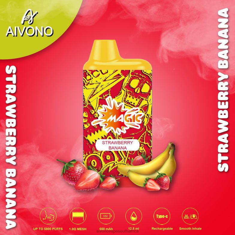 Aivono AIM MAGIC 5800 Mouth Box Cigarette Strawberry Banana FJP8693 - Aivono Puffs