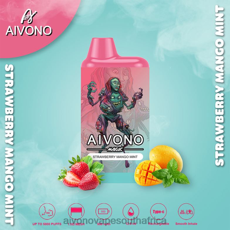 Aivono AIM MAGIC 5800 Mouth Box Cigarette Strawberry Mango Mint FJP8697 - Aivono Puffs