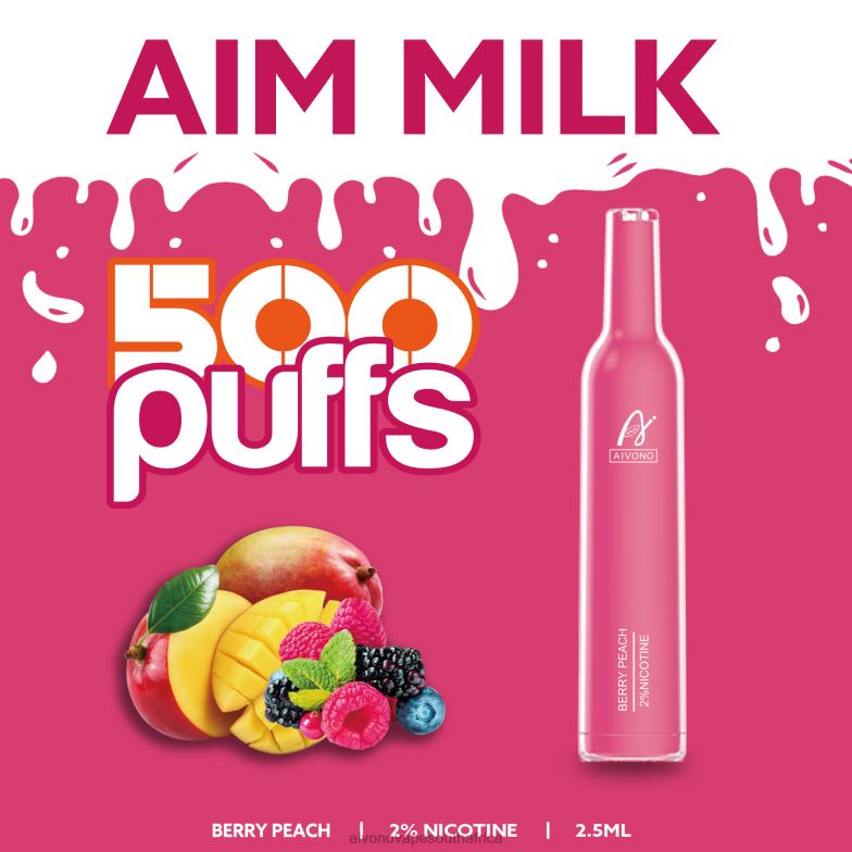 Aivono AIM MILK 500 Berry Peach FJP86273 - Aivono Puffs