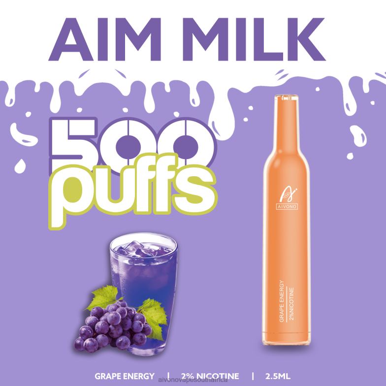 Aivono AIM MILK 500 Grape Energy FJP86265 - Aivono Puffs