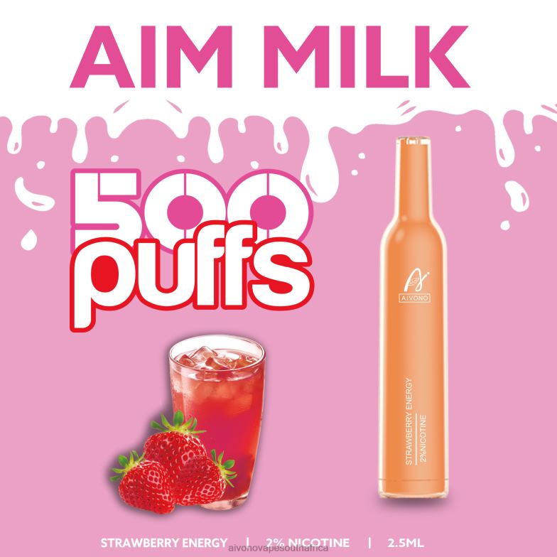 Aivono AIM MILK 500 Strawberry Energy FJP86266 - Aivono Vape Review