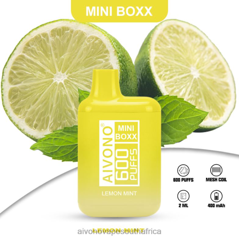 Aivono AIM MINI BOXX 600 Lemon Mint FJP86233 - Aivono Puffs