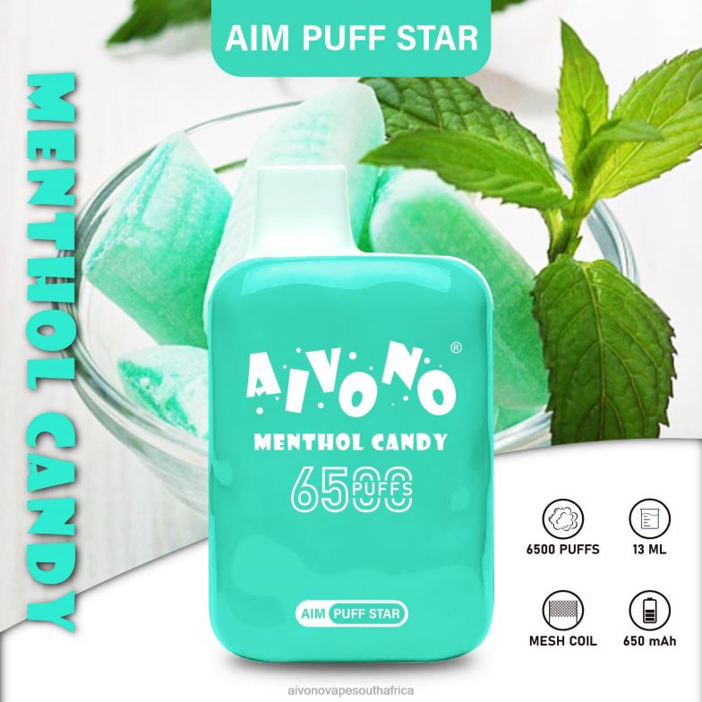 Aivono AIM PUFF STAR 6500 Menthol Candy FJP86295 - Aivono Vape Price