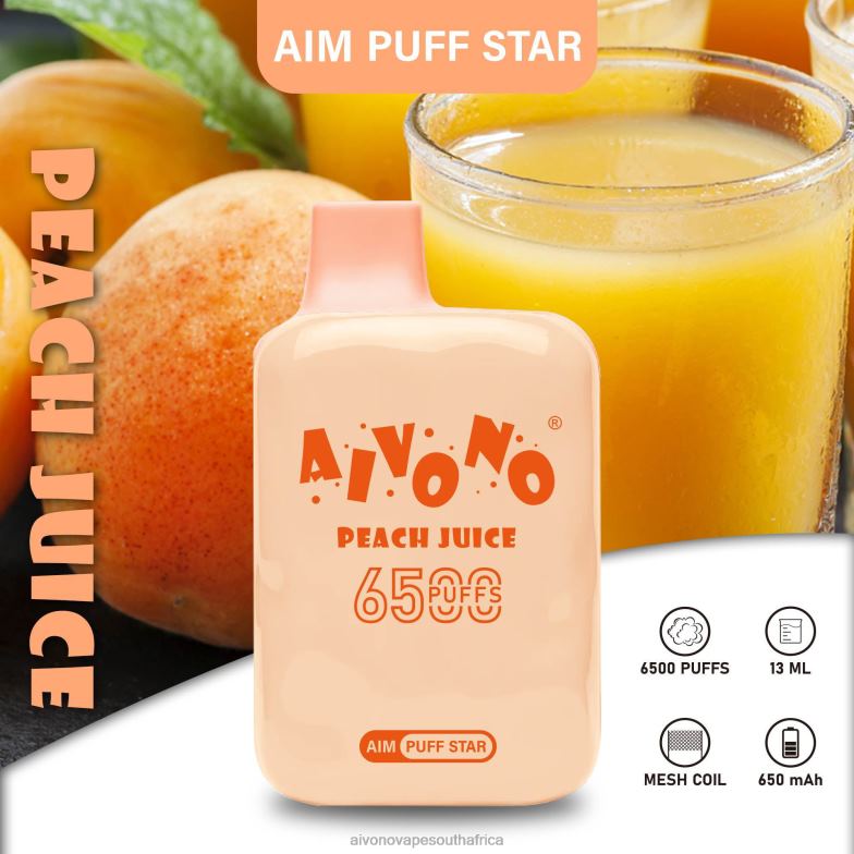 Aivono AIM PUFF STAR 6500 Peach Juice FJP86289 - Aivono Puffs