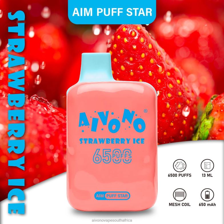 Aivono AIM PUFF STAR 6500 Strawberry Ice FJP86288 - Aivono Vape South Africa