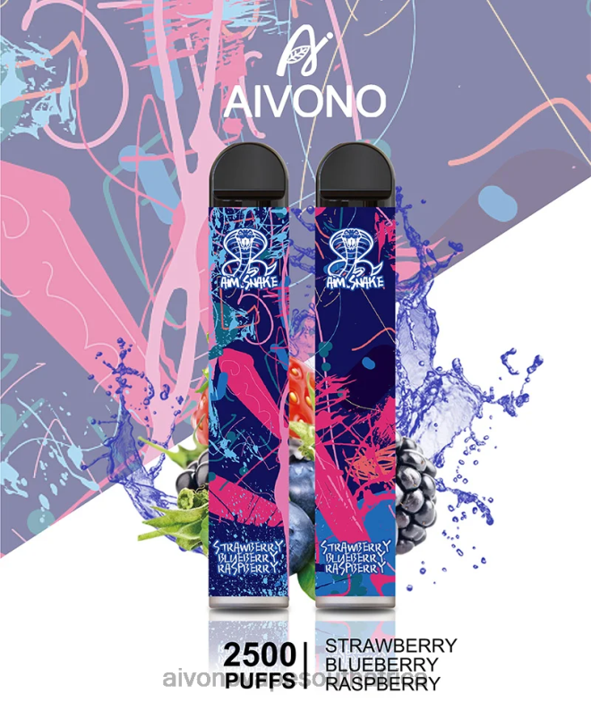 Aivono AIM SNAKE 2500 Strawberry Blueberry Raspberry FJP86318 - Aivono Vape Review