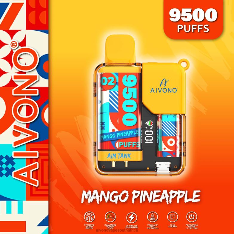 Aivono AIM TANK 9500 Mango Pineapple FJP8634 - Aivono Vape Review