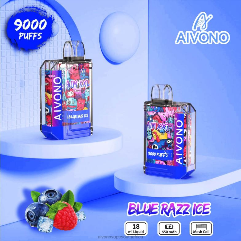 Aivono AIM XXL 9000 Mouth Sticker Transparent Blue Razz Ice FJP8654 - Aivono Vape Review