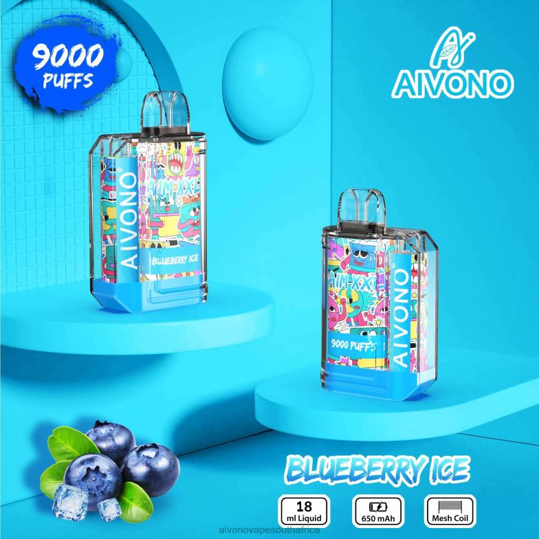 Aivono AIM XXL 9000 Mouth Sticker Transparent Blueberry Ice FJP8650 - Aivono Vape Review