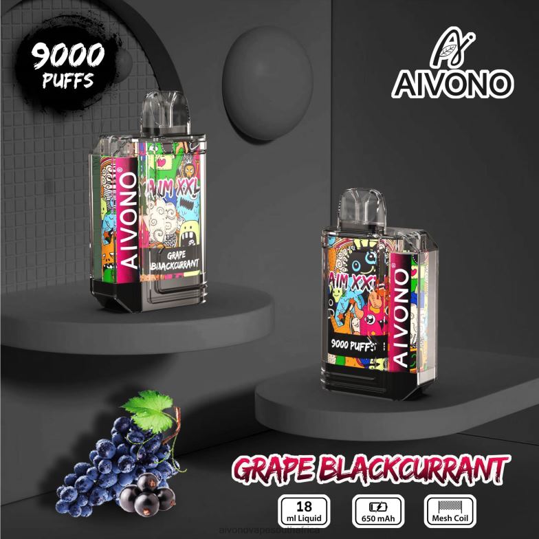 Aivono AIM XXL 9000 Mouth Sticker Transparent Grape Blackcurrant FJP8656 - Aivono Vape South Africa