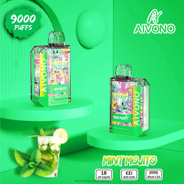 Aivono AIM XXL 9000 Mouth Sticker Transparent Mint Mojito FJP8655 - Aivono Vape Price