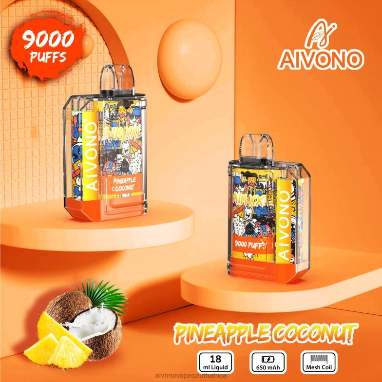 Aivono AIM XXL 9000 Mouth Sticker Transparent Pineapple Coconut FJP8652 - Aivono Vape South Africa