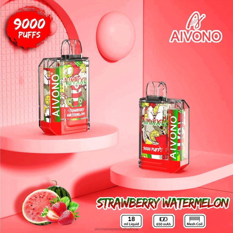 Aivono AIM XXL 9000 Mouth Sticker Transparent Strawberry Watermelon FJP8653 - Aivono Puffs