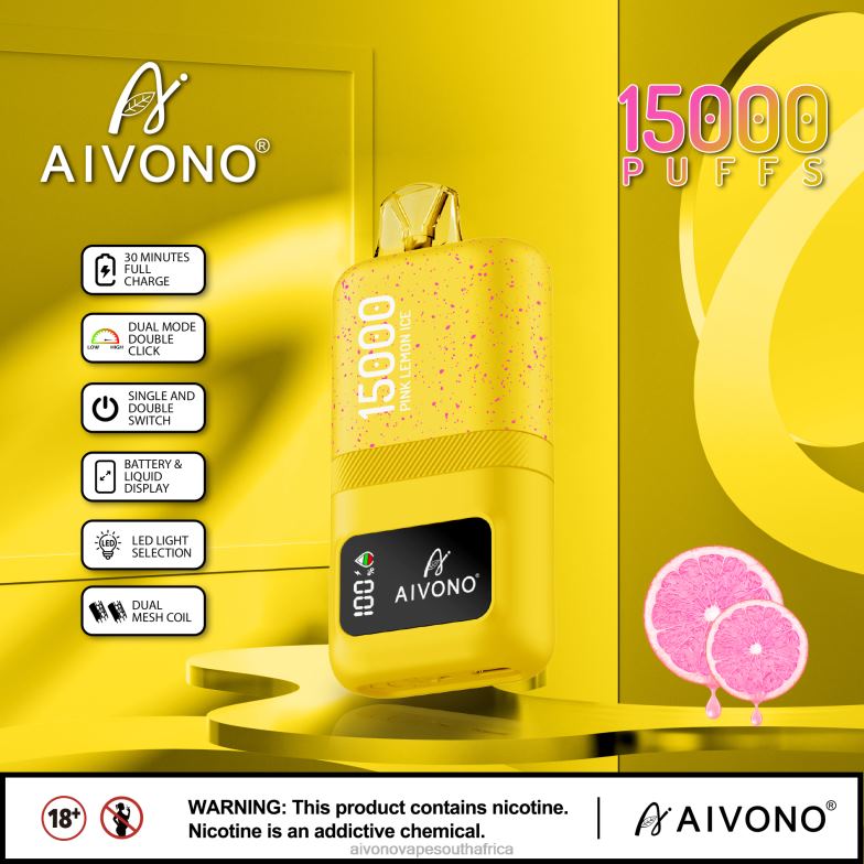 Aivono AIM magic 15000 Pink Lemon Ice FJP8661 - Aivono Puffs