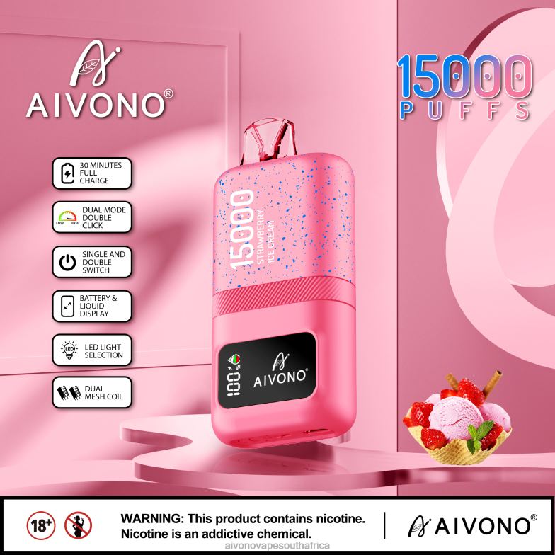 Aivono AIM magic 15000 Strawberry Ice Cream FJP8666 - Aivono Vape Review