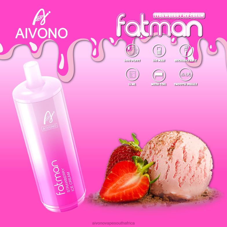 Aivono FATMAN 6800 Strawberry Ice Cream FJP8621 - Aivono Puffs