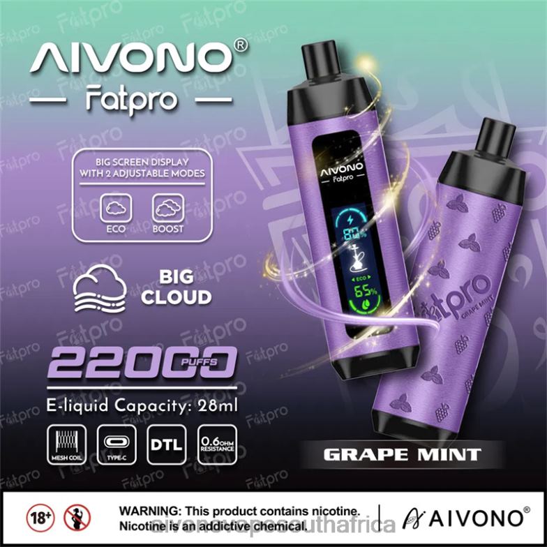 Aivono Fatpro 22000 Grape Mint FJP862 - Aivono Vape Review