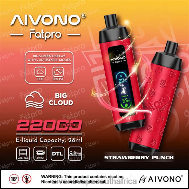 Aivono Fatpro 22000 Strawberry Punch FJP868 - Aivono Vape South Africa