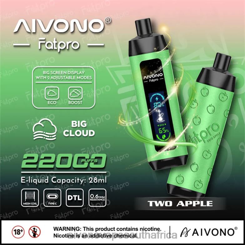 Aivono Fatpro 22000 Two Apple FJP861 - Aivono Puffs