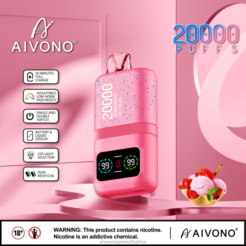 Aivono AIM magic 20000 Strawberry Ice Cream FJP8680 - Aivono Vape South Africa