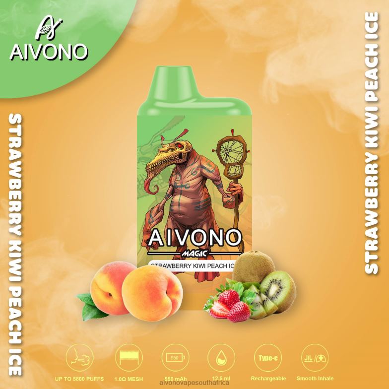 Aivono AIM MAGIC 5800 Mouth Box Cigarette Strawberry Kiwi Peach Ice FJP8696 - Aivono Vape South Africa